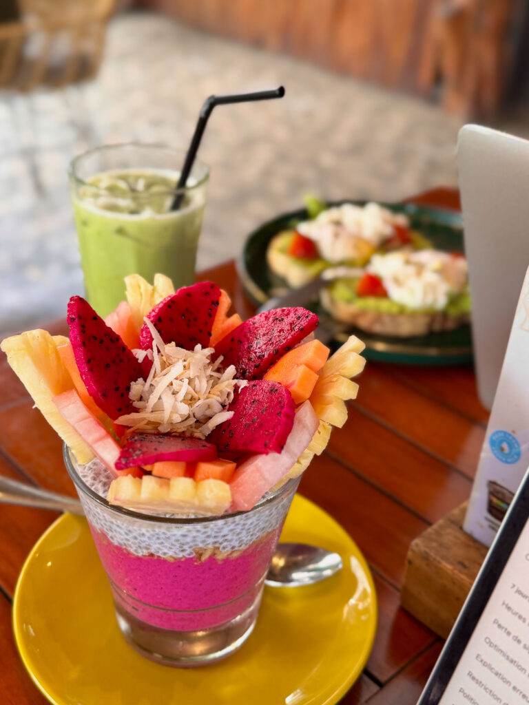 Colorful fruit breakfast in a warung.