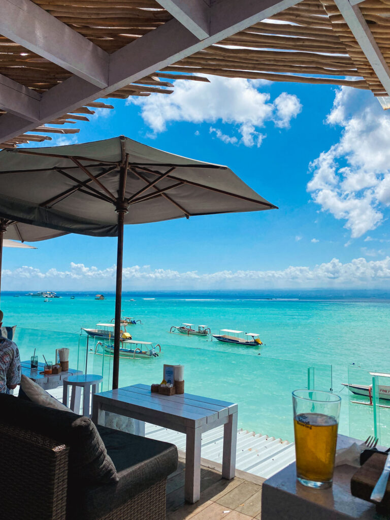 Panoramic ocean view from a bar in Nusa Lembongan, Indonesia.