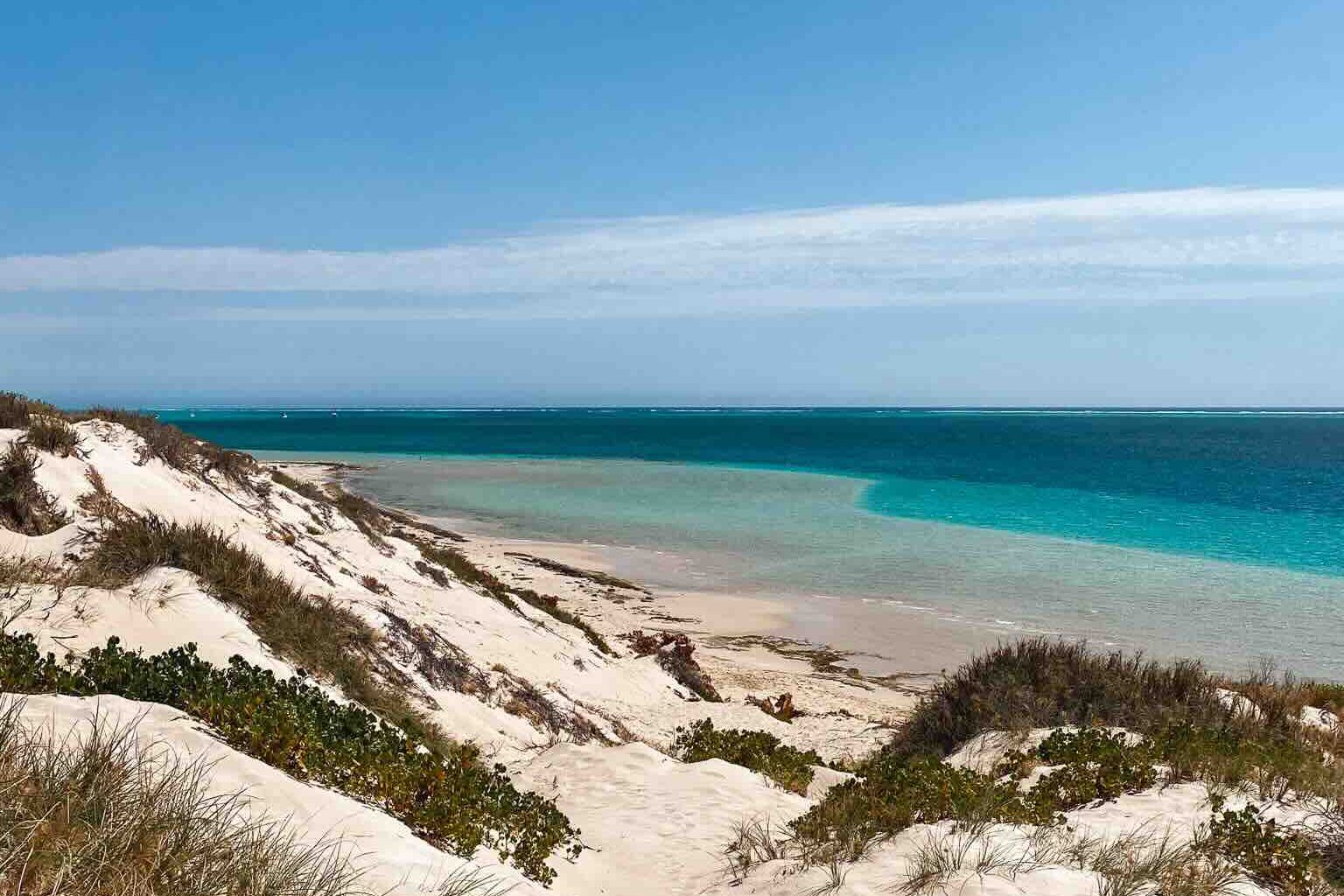Coral Bay with its turquoise waters, captured during our Perth to Exmouth road trip.