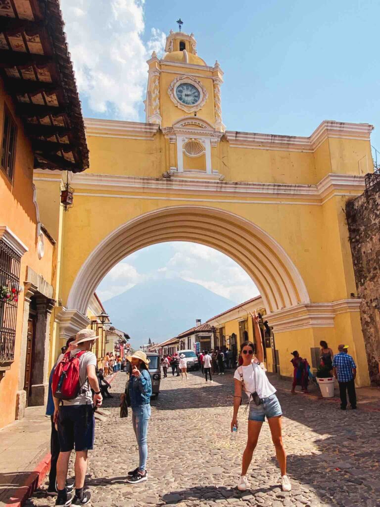 The iconic arch of Antigua in the heart of the colonial city