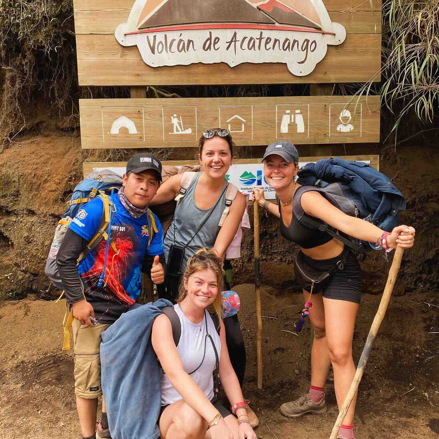 Group photo at the start of the Acatenango volcano trek, what to do in Guatemala