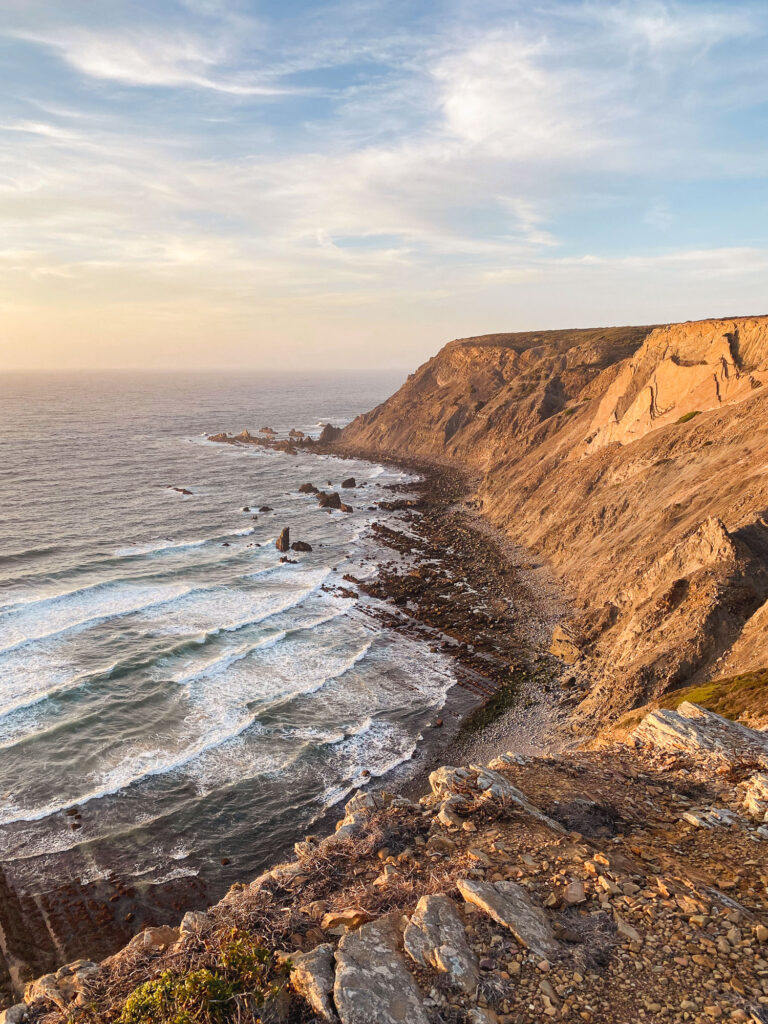Sunset on Punta Ruivo Beach, Portugal.