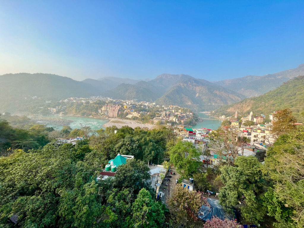 Rooftop view in Rishikesh, India during a yoga training